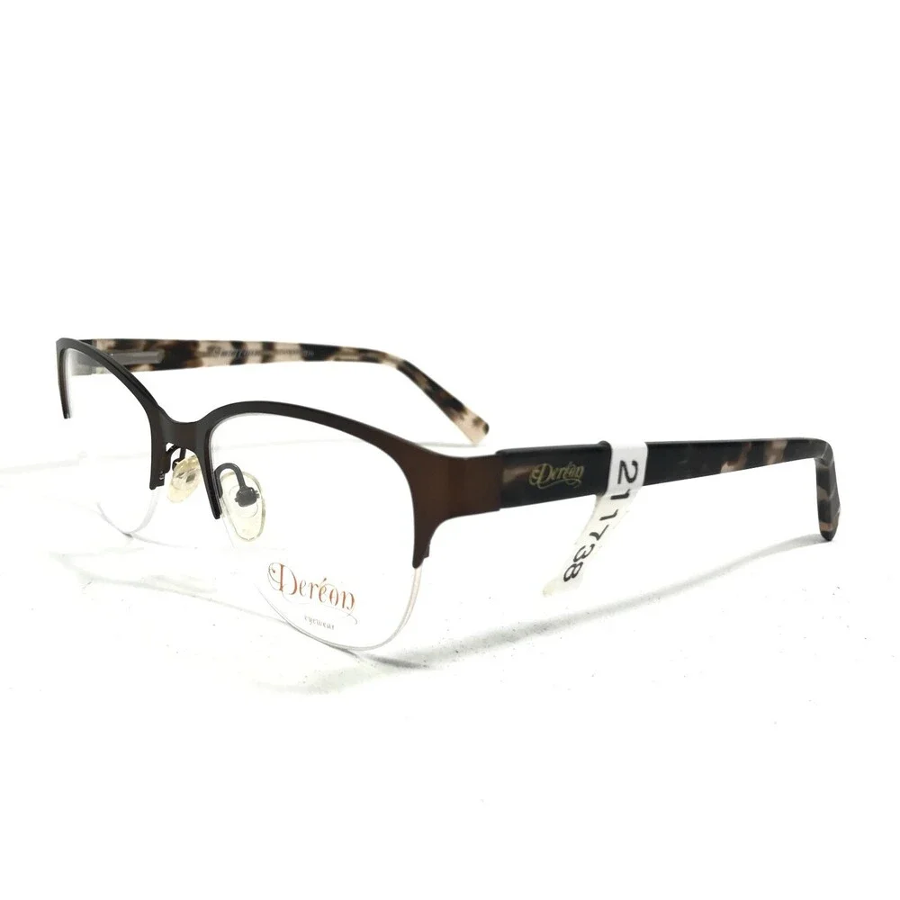 Dereon DOV532 210 Eyeglasses Frames Brown Tortoise Round Half Rim 53-20-140
